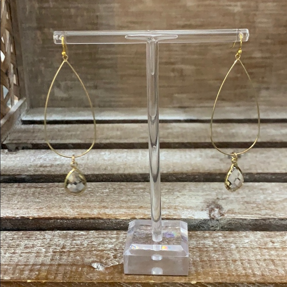 Crystal and Gold teardrop earrings